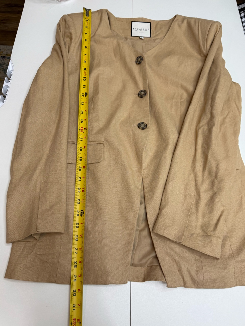 Bagatelle Women's Beige Tailored Spring / Summer Belted Blazer size XL - Picture 10 of 12